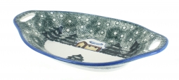 Winter Forest Oval Dish with Handles - Green